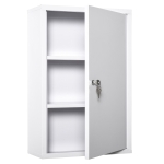 kleankin Medicijnkastje met Slot 3 Schappen Staal Wit 40 x 18 x 60 cm