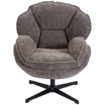 HOMCOM Moderne Wingback-stoel, Fluwelen Armleuningstoel met Viersterbasis, S-veren, 360° Draaifunctie, Grijs