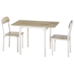 HOMCOM 3-delige Eetkamerset, Klaptafel met 2 Stoelen, 110 cm x 70 cm x 75 cm, Wit + Natuur