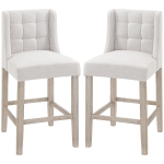 HOMCOM set van 2 barkrukken moderne keukenstoelen barkrukken voor keuken met lage rugleuning linnen touch rubberhout beige 47 x 50 x 101 cm