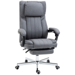 Vinsetto Bureaustoel met massagefunctie, verstelbare rugleuning, uitschuifbare voetsteun, linnenlook, grijs, 65 x 61 x 113 cm
