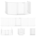 PawHut Haustierzaun, 5-Panel-Barriere mit Tür, faltbar, für kleine & mittelgroße Hunde, Kunststoff, Kohlenstoffstahl, Nylon, Weiß