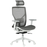 Vinsetto bureaustoel met hoofdsteun 3D-armleuning 3 niveaus in hoogte verstelbaar ergonomische netstof schuimgrijs 67 x 65 x 120-128 cm
