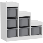 AIYAPLAY Scaffale Portagiochi a 3 Livelli con 6 Contenitori per Bambini da 3-8 Anni, 96x38.5x90cm, Grigio