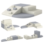 AIYAPLAY Ensemble de 4 blocs en mousse pour psychomotricité enfant, revêtus PU, pour grimper et ramper, 1-3 ans, gris clair et beige