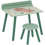 AIYAPLAY Mesa e Cadeira para Crianças com Prateleira para Livros Secretária para Crianças acima de 3 Anos Verde