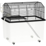PawHut Cage hamster cage rongeur 2 étages avec roulettes plate-forme et échelle en fil d'acier 57 x 43 x 57 cm noir
