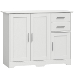 HOMCOM Bufet Modern din Lemn cu 2 Sertare și 2 Dulapuri, 100x40x78 cm, Alb