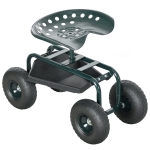 Outsunny Gartenwagen mit Sitz, drehbar, höhenverstellbar, bis 150 kg, Stahl, Dunkelgrün