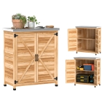 Outsunny Caseta de Jardín Exterior de Madera con Techo de Acero y 2 Puertas para Almacenamiento Herramientas 79x43x92 cm Natural