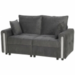 HOMCOM 2 Seater Sofa with Lift-Up Storage, 168 cm Comfy Velvet Small Couch with Wide Deep Seat, Plush Backrest, Thick Padding, 2 Pillows, Loveseat for Living Room, Home Office, Dark Grey