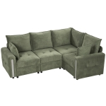 HOMCOM 228cm L Shaped Sofa with Lift-Up Storage, 3-Seater Sectional Sofa with Wide Deep Seat, Dark Green