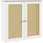HOMCOM Cubre Radiadores con 2 Puertas de Ratán Cubreradiador Cubierta para Radiador para Salón Dormitorio 78x19x75 cm Blanco