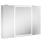 HOMCOM Armario de Baño con Espejo de LED Toma de Corriente 3 Puertas Antivaho Estantes Ajustables de Vidrio Templado Blanco