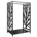 HOMCOM Kaminholzregal für innen Stahl 46 x 30 x 70cm Brennholzregal mit 4 Kaminwerkzeug 4 Haken Kaminbesteck Set Kaminholzständer für Kamin Ofen Feuerholzregal Kaminholzhalter für Feuerholz, Schwarz