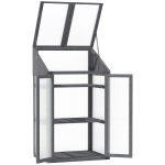 Outsunny Kweekbak Kleine Houten Kas met Ramen Dubbele Deur 3 Planken 70x50x120 Tuin Grijs