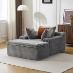 Rahmenloses Schlafsofa mit Longchair, hochdichtem Schaumstoff, 2-in-1-Kissen und Getränkehaltern, 165x112x63 cm, Grau