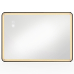 HOMCOM Bathroom Mirror with LED Lights, 100x70cm Rectangle Bathroom Mirror, Dimmable, Bluetooth, Anti-Fog, Black