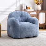 Sitzsack-Sessel mit Armlehnen, Kunstfellbezug und hochelastischer Schaumstofffüllung, für Wohnzimmer und Leseecke, 95x95x79 cm, Blau