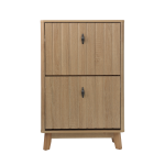 Schuhschrank mit Kippschutz und Doppeltüren, 60x24x94 cm, Eiche