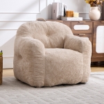 Sitzsack-Sofa mit Armlehnen, zerkleinerter Schaumstofffüllung und Kunstfellbezug für Wohn- und Schlafzimmer, Beige