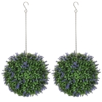 HOMCOM Set de 2 bile topiar artificiale, plante decorative false rezistente la UV, Ø 27 cm, violet și verde