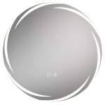 HOMCOM Oglindă de baie rotundă Ø60 cm cu LED, iluminare frontală & de fundal, anti-aburire, difuzor Bluetooth, reglabilă