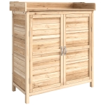 Outsunny Dulap Exterior cu 2 Rafturi din Lemn de Brad, Design Înălțat și 2 Uși, 83x40x92 cm