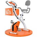 HOMCOM 2-in-1 Folding Exercise Bike with 8-Level Magnetic Resistance, Arm Resistance Band, Pulse Sensor, Orange