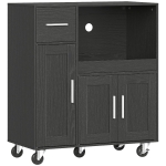 HOMCOM Dulap pentru Microunde din Lemn cu Sertar, 2 Dulapuri, Raft Deschis și Raft Reglabil, 80x40x88,7 cm, Negru