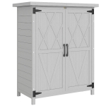 Outsunny Caseta de Jardín de Madera 75x40x90 cm Armario para Almacenaje de Herramientas con 4 Estantes 2 Puertas Gris