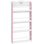 AIYAPLAY Kinderboekenrek met 4 planken, wandgemonteerd boekenrek voor kinderkamer, speelkamer, woonkamer, Roze