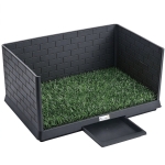 PawHut Hondentoilet 75 x 51 cm Hondentoilet met Kunstgras, Puppytoilet met Hoge Wanden, Uittrekbare Lade en Drainage Zwart