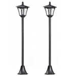 Outsunny Set 2 Lampioncini Solari da Esterno Impermeabili IP44, 18x18x160cm, Nero