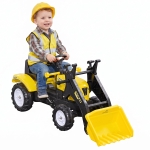 HOMCOM Trator a Pedal para Crianças acima de 3 Anos Trator Escavadora Infantil com Pá Dianteira 114x41x52 cm Amarelo e Preto