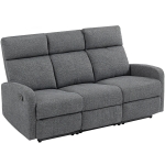 HOMCOM Divano 3 Posti Reclinabile in maniera Indipendente con Rivestimento in Ciniglia Grigia, 179x91x98 cm