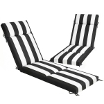 Outsunny Set 2 Cuscini per Sedie da Esterno con 6 Lacci di Fissaggio, in Cotone, 183x54x6.5 cm, Nero e Bianco