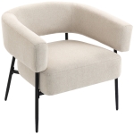 HOMCOM Fauteuil voor Woonkamer, Loungestoel met Dik Kussen, Gestoffeerde Relaxstoel in Linnenlook met Stalen Frame, Beige
