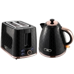 HOMCOM 1.7L 3000W Fast Boil Kettle & 2 Slice Toaster Set, Kettle and Toaster Set with Auto Shut Off, Browning Controls, Black