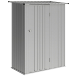 Outsunny Capanno Porta Attrezzi in Metallo con Tetto Inclinato e Porta Bloccabile, 142x86x189 cm, Argento