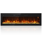 HOMCOM Camino Elettrico da 170 cm a Incasso o a Parete, 1500W, Timer 24 Ore, Fiamma Regolabile, Cristalli