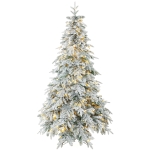 HOMCOM Albero Natale Innevato 210cm con Luci LED 450 Bianco Caldo, Timer, Telecomando, 8 Modalità, 1080 Rami Ignifughi