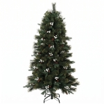 HOMCOM 5ft Artificial Christmas Tree, Fir Hinged Xmas Tree with 490 Branch Tips, Foldable Metal Stand, Easy Assembly, Green