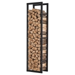 HOMCOM® Brandhoutrek brandhoutrek houtstandaard Brandhoutstandaard Brandhouthouder 100 kg Staal Zwart L40xB25xH150cm