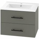 HOMCOM Mobile Bagno Sospeso con Lavabo e 2 Cassetti, Mobiletto Bagno con Lavabo, 61x40x48 cm, Verde Scuro