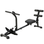 SPORTNOW Maszyna wioślarska, wioślarz do brzuszków, 12-stopniowa regulacja, urządzenie cardio 2-w-1, wyświetlacz LCD, stal, tworzywo sztuczne, czarny