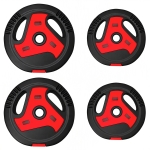 SPORTNOW Set di Dischi Pesi da 20 kg, 4 Pezzi Riempiti di Sabbia con Maniglie, Foro Centrale da 2,5 cm, Nero e Rosso