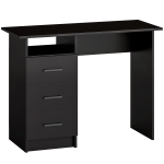 HOMCOM Scrivania Salvaspazio con 3 Cassetti, Ripiano Aperto, Scrivania Ufficio, Moderna, 100x40x75 cm, Nero