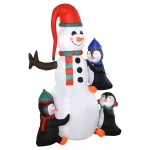 HOMCOM Schneemann Outdoor-Weihnachtsdekoration, inkl. Gebläse, bunte LED´s, selbstaufblasend 1,4 m, Mehrfarbig