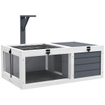 PawHut Maison enclos cage pour petit animal tortue avec 2 espaces support de lampe 81 x 48 x 31,5 cm gris